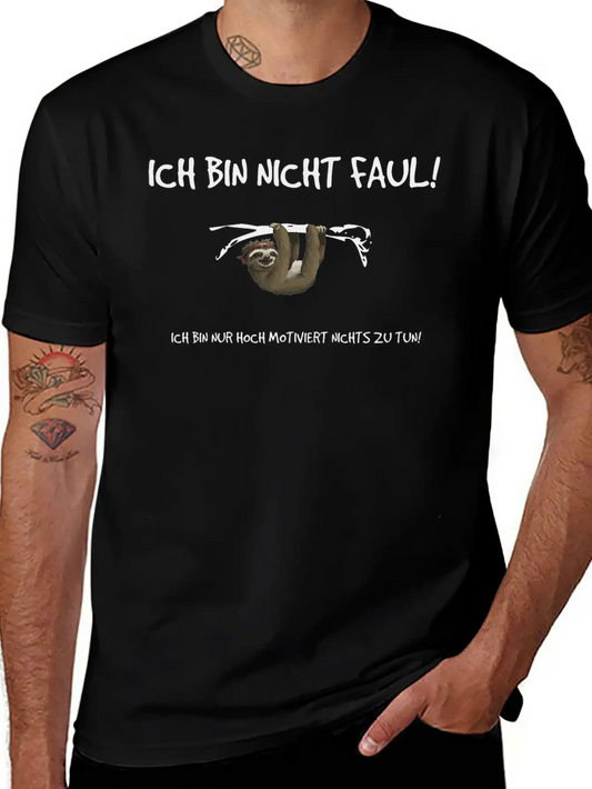 "I'm Not Lazy!" - Sloth Print Lightweight Cotton T-Shirt – Daily Comfort Graphic Shirt