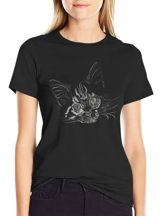 "Lazy Cat" Jamie's Hand-Drawn Cat Collection Unisex Casual T-Shirt – Clean Design For Daily Comfort