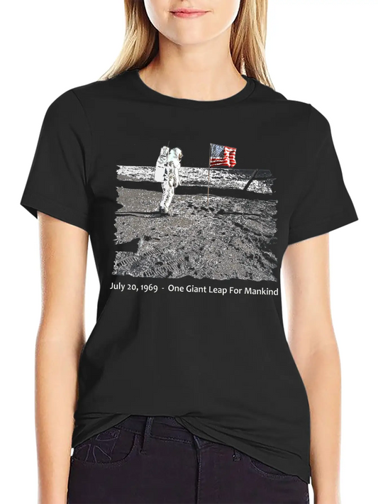 (nasa_one_giant_step_tshirt) Relaxed Everyday Tee – Lightweight And Durable Cotton
