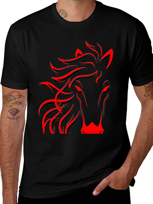 "Red Horse" - A Beautiful Design For Horse Lovers Comfortable Minimalist Graphic Tee – Summer Style Essential