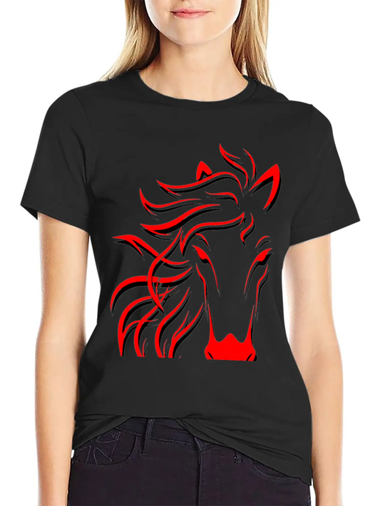 "Red Horse" - A Beautiful Design For Horse Lovers Comfortable Minimalist Graphic Tee – Summer Style Essential
